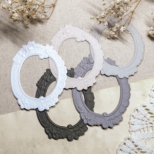 Conjunto de 5 Cortes I Molduras Ovais em Relevo I Cortes I Cortes de Papel I Fazer Cartão I Scrapbook I Lixo Diário I Suprimentos de Diário