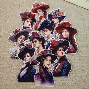 Pegatinas / Damas victorianas l Pegatinas / Pegatinas de niña / Pegatinas de personas I Pegatinas decorativas / Pegatinas de diario I Diario creativo / Juego de 10