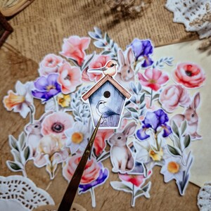 Pegatinas / Pegatinas de flores de primavera / Pegatinas de acuarela / Pegatinas estéticas I Pegatinas decorativas / Pegatinas de diario I Efímeras / Juego de 20