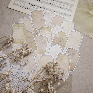 Vintage Background Tags I Tags Cut Outs I Collage Ephemera I Paper Goodies I Junk Journal Supplies I Ephemera Pack I Set of 12 pieces