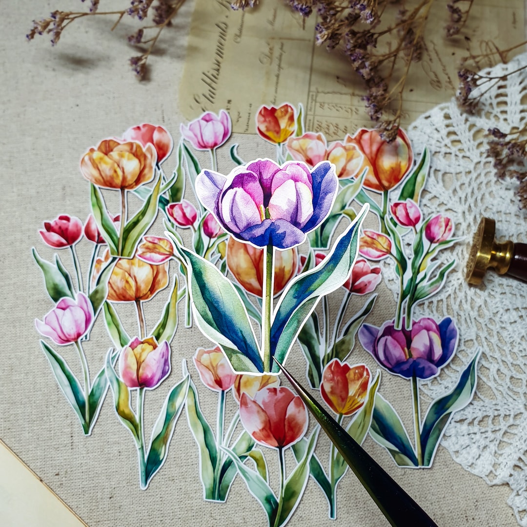 Stickers | Watercolour Tulip Stickers | Watercolour Stickers I Flowers ...