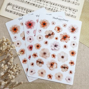 Arkusz naklejek | Pastelowe kwiaty I Naklejki kwiatowe I Naklejki dekoracyjne | Planer I Kreatywne dzienniki I Scrapbooking I Tworzenie kartek