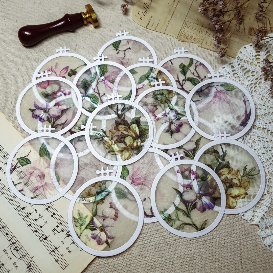 Floral Blossom Ephemera I Faux Rice Paper I Embroidery Hoops I Flowers ...