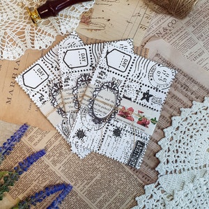 5er Set Die Cut I Briefmarken I Hand gestempelt I Papier Stanzen I Kartenherstellung I Scrapbook I Junk Journal I Journaling Zubehör
