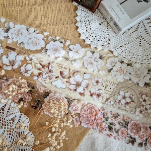 PET-tape met bloemen I Voorbeeld PET-tape I Eén lus I Glanzende PET-tape I Journalen I Knutselen I Scrapbooking I Junkjournaal I Bullet Journal