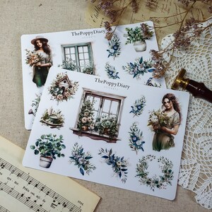 Stickers Sheet | Spring Botanical Stickers | Girls I Flowers I Eucalyptus I Decorative Stickers I Bullet Journal I Journaling I Scrapbooking