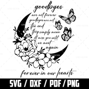Schmetterling und Mond-Denkmal, liebevolles Gedenken, Auf Wiedersehen für immer, Rip svg, digitaler Download