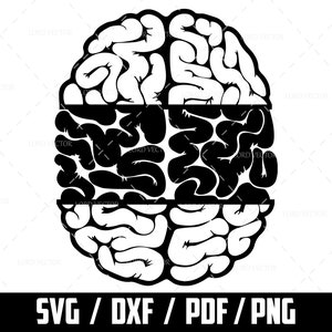 脳のシルエット SVG: メンタルヘルス クリップアート (デジタルダウンロード)