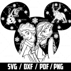 Die Eiskönigin svg, Cartoon Prinzessin SVG, Olaf SVG, Anna und Elsa PNG, Prinzessin SVG, digitaler Download