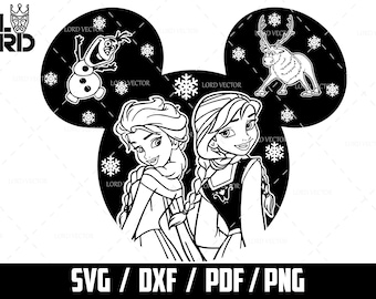 Frozen Princess SVG: Anna, Elsa, Olaf, Cartoon Characters (Digital Download)