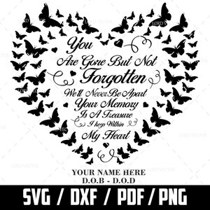 You're Gone But Not Forgotten Svg, Memorial Svg, Memorial Quotes svg, In Loving Memory Svg, SVG For Cricut, Digital Downlaod