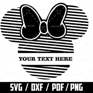 Dessin animé souris rayures Monogaram SVG, monogramme de tête de souris, votre texte ici SVG, fichiers de souris de dessin animé pour Cricut Sublimation, téléchargement numérique