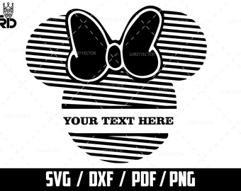 Striped Mouse Head Monogram SVG: Cartoon Cricut Files (Digital Download)