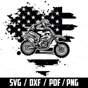 USA モトクロス ライダー SVG、バイク愛好家、ダートバイク SVG、SVG ラベル、デジタル ダウンロード