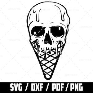 Eis Schädel SVG, Eis Cricut Schneidedatei, Eistüte PNG, digitaler Download