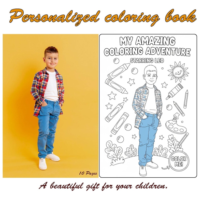 Custom Coloring Pages From Your Photos – 10 Pages With Customized Cover ...