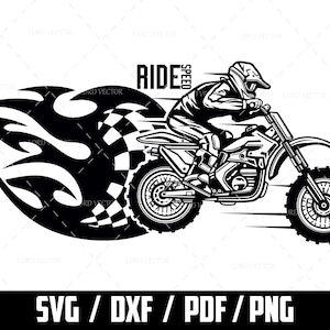 炎のバイクの SVG、ダートバイクの SVG、バイクのカットファイル、Cricut 用の SVG ファイル、デジタル ダウンロード