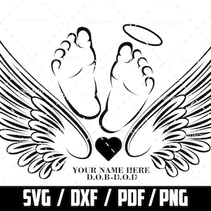 Bébé pieds ange ailes Svg, bébé bébé perte ange fausses couches Svg, fausses couches Svg, fichier SVG pour Cricut, téléchargement numérique