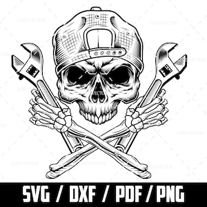 Mechanic Svg, Skull Mechanic Svg, Mechanic Life Svg, Skull svg For Shirt, mechanic Tool, Digital Download