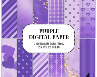 12 Purple Digital Papers: Non Seamless, Printable, Free for Personal and Commercial Use