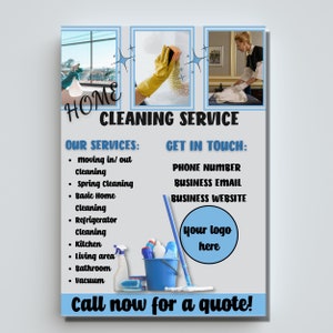 Flyer entreprise de nettoyage I Imprimable I Modifiable I Personnalisable I Canva I Résidentiel I Petite entreprise