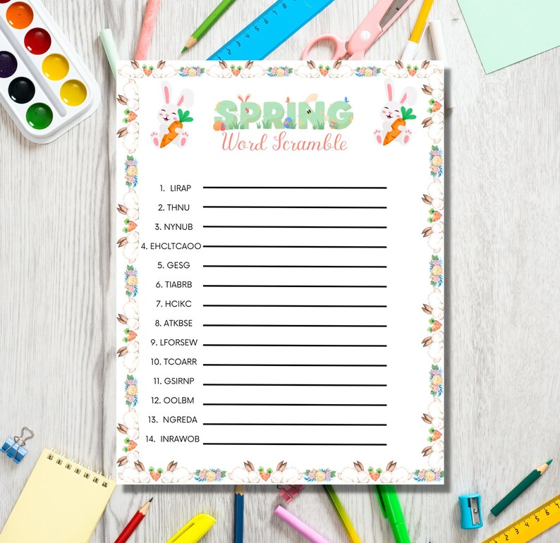 Spring Easter Word Scramble/ Answer Key Bunny Rabbits Teacher
