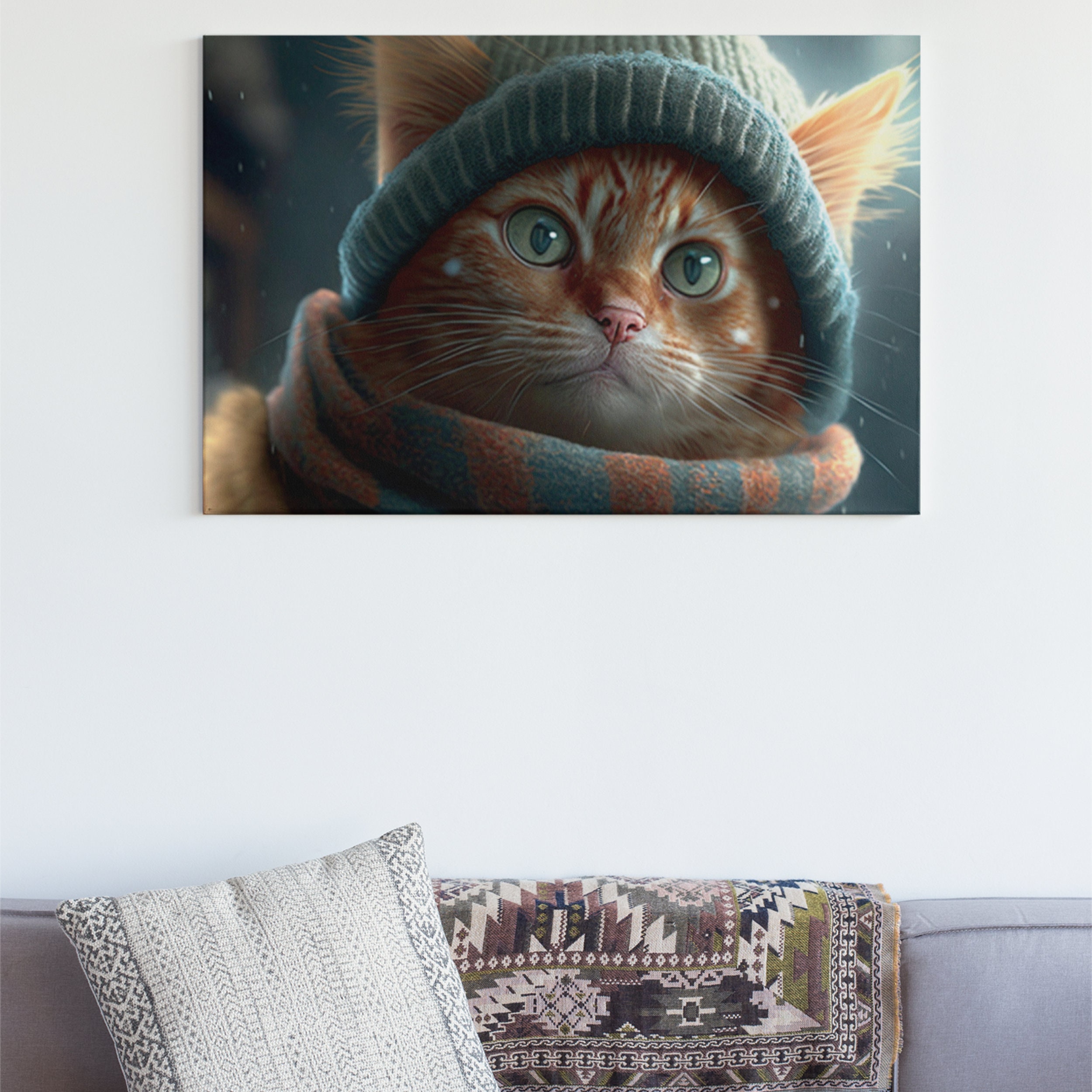 Ai Generated Wall Art Cat Wearing a Hat I Cat Lover I Pets I Home Decor ...
