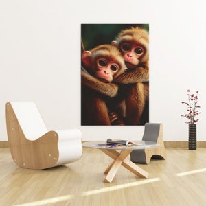 Monkey Digital Art Print, Ai gegenereerde kunst, kunst aan de muur, decor van het huis, afdrukbare, dierenliefhebber