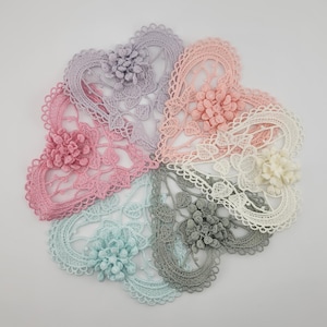 3D Embroidered Lace Heart Applique: Shabby Chic Embellishment