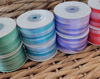 7mm Variegated Pure Silk Embroidery Ribbon: Mixed Colors, 8 Yards