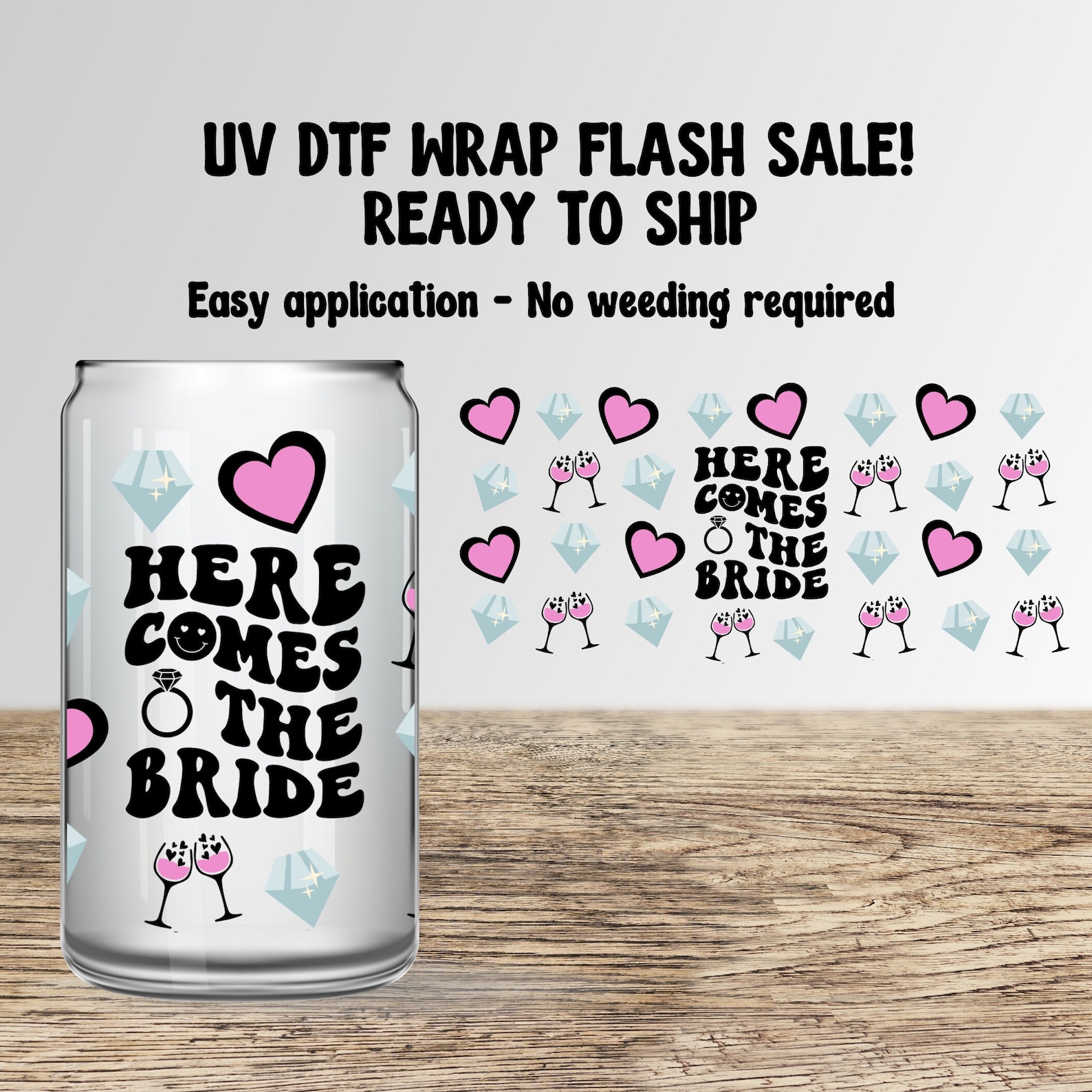 Uv Dtf Cup Wrap Autocollant de transfert, autocollant de transfert pour verre, pour tasse de 473,6 g avec autocollant de couvercle
