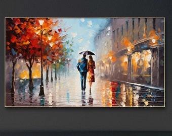 Romantic Original Canvas Painting Couple Beautiful Holding Hands Together Painting Textured Oil Wall Decor Acrylic Wall Art