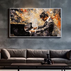 Abstract Pianist Player Artwork Beautiful Canvas Painting Room Wall Decoration Acrylic Wall Art image 1
