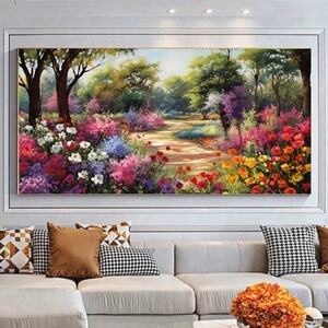 Floral Landscape Wall Art Colorful Flowers Garden Colorful Painting ...