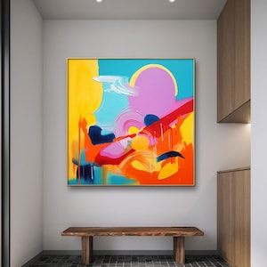 Vibrant Abstract Art Large Canvas Painting Colorful Modern Wall Hand Painted Modern Home Decor