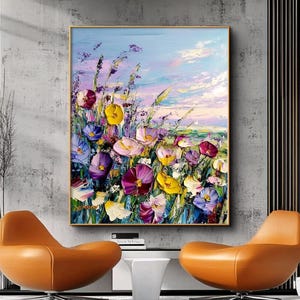 Hand-Painted Floral Canvas: Vibrant Botanical Painting, Spring&#39;s Paradise