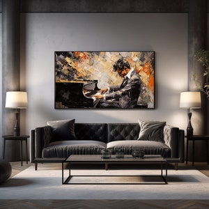 Abstract Pianist Player Artwork Beautiful Canvas Painting Room Wall Decoration Acrylic Wall Art image 3