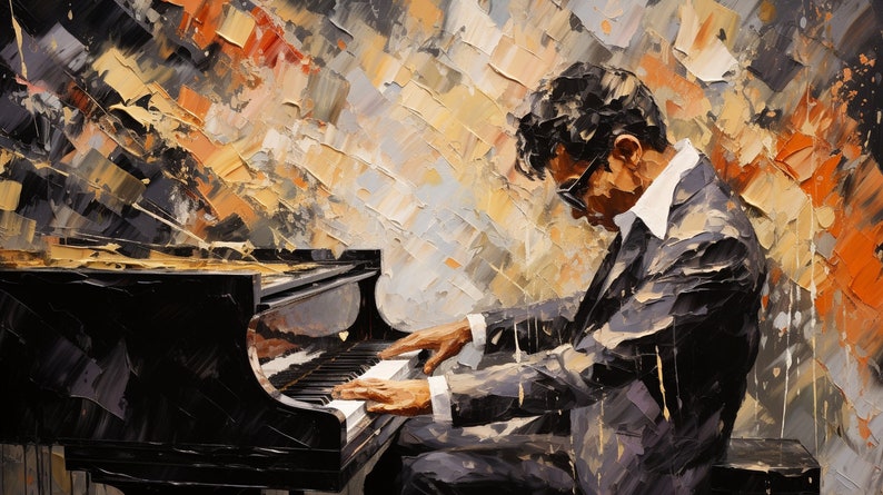 Abstract Pianist Player Artwork Beautiful Canvas Painting Room Wall Decoration Acrylic Wall Art image 2