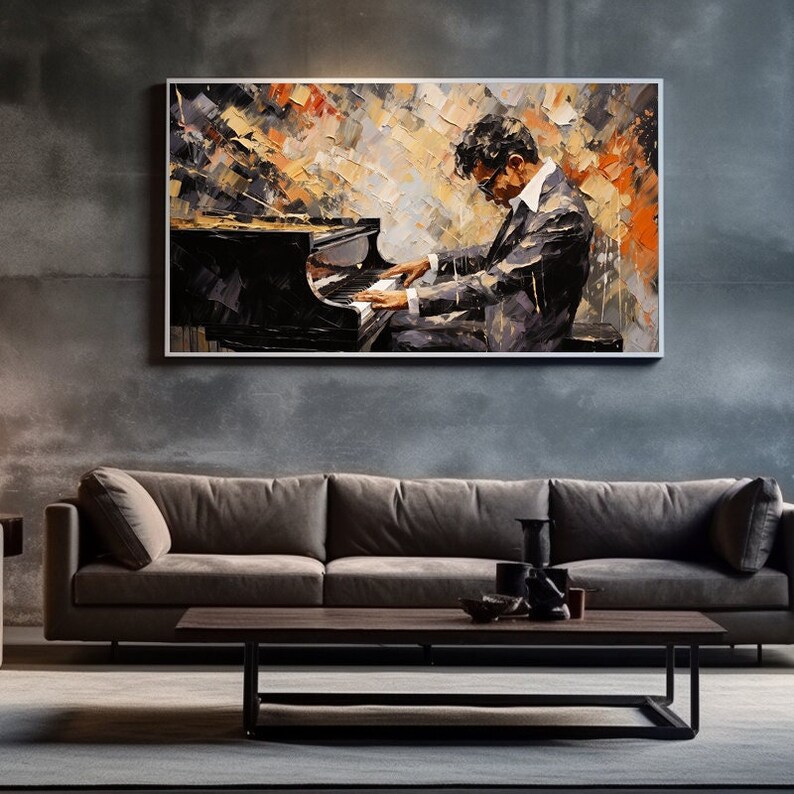 Abstract Pianist Player Artwork Beautiful Canvas Painting Room Wall Decoration Acrylic Wall Art image 1
