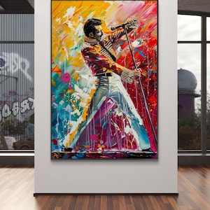Hand Painted Colorful Elvis Presley Pop Art Canvas Painting Large Vibrant Wall Decor