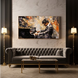 Abstract Pianist Player Artwork Beautiful Canvas Painting Room Wall Decoration Acrylic Wall Art image 4
