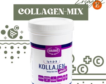 Collagène-Mix Hydrolysé (Type 1-2-3) Riche En Vitamine C K2 D3 Zinc Sélénium Protéine 300g