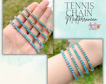 Tennis Chain Bracelet Micro Pave Tiffany Blue Round 3mm Setting Polished Bling Silver/Gold