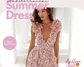 Robe dos nu méditerranéenne florale en V profond style italien léger