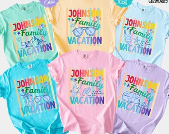 Custom Last Name Family Vacation Shirts Beach Tee Comfort Colors Matching Camp Family Reunion Tshirts Personalized Name Gifted Family Shirt