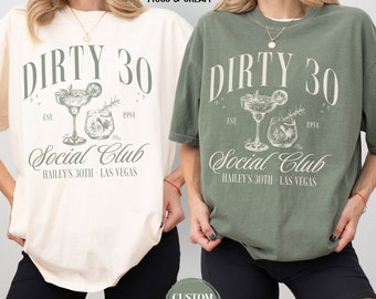 Chemise 30e sale couleurs confort Chemise 30e anniversaire cocktail personnalisé Social Club sale 30 anniversaire fête filles Chemises voyage cadeau 30e anniversaire