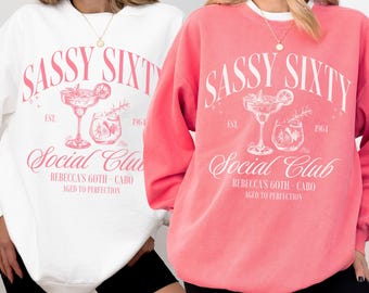Personalized 60th Birthday Sweatshirt Comfort Colors Custom Matching 60th Birthday Party Shirt 60th Birthday Gift Cocktail Birthday Trip