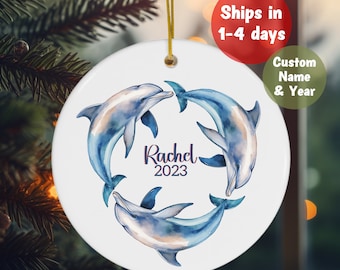 Personalized Dolphin Ornament for Kids Custom Name Dolphin Christmas Ornament 2023 Dolphin Gift for Dolphin Lover First Christmas Ornaments