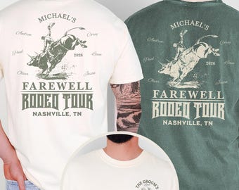 Custom Last Rodeo Bachelor Party Shirt Nashville Farewell Tour Tshirt Personalized Groomsmen Proposal Gift for Groomsman Western Cowboy Bach