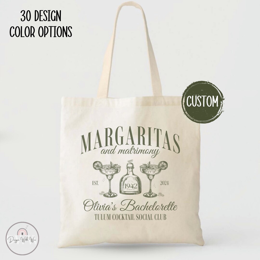 Custom Margarita Bridesmaid Tote Margs and Matrimony Bachelorette Tote ...